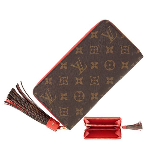 Louis Vuitton Zippy Wallet Round Zipper Monogram Calf Red Long Wallet Handbag - Picture 1 of 6